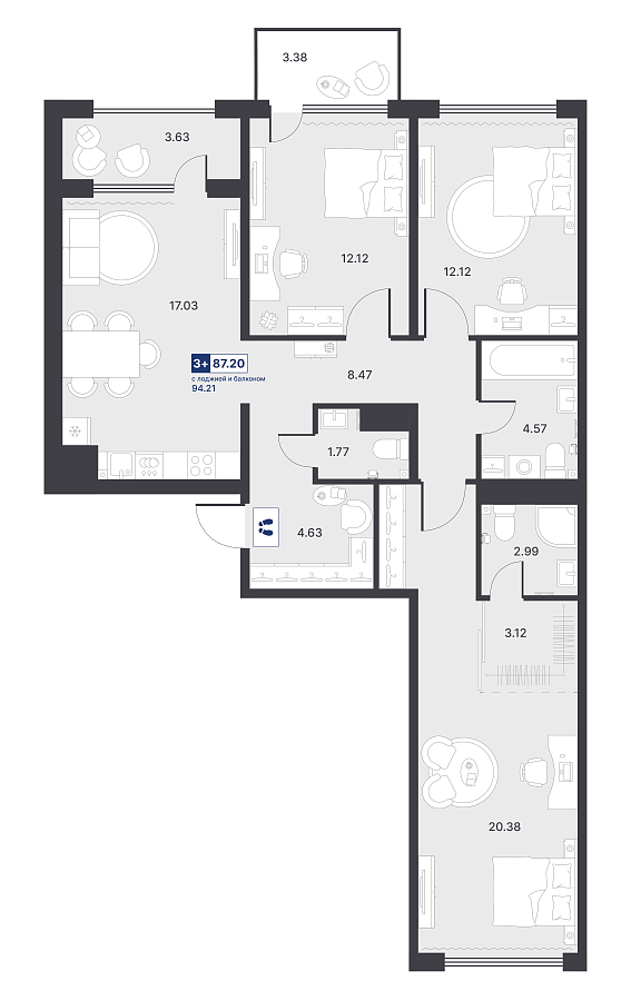 3-комнатная №177